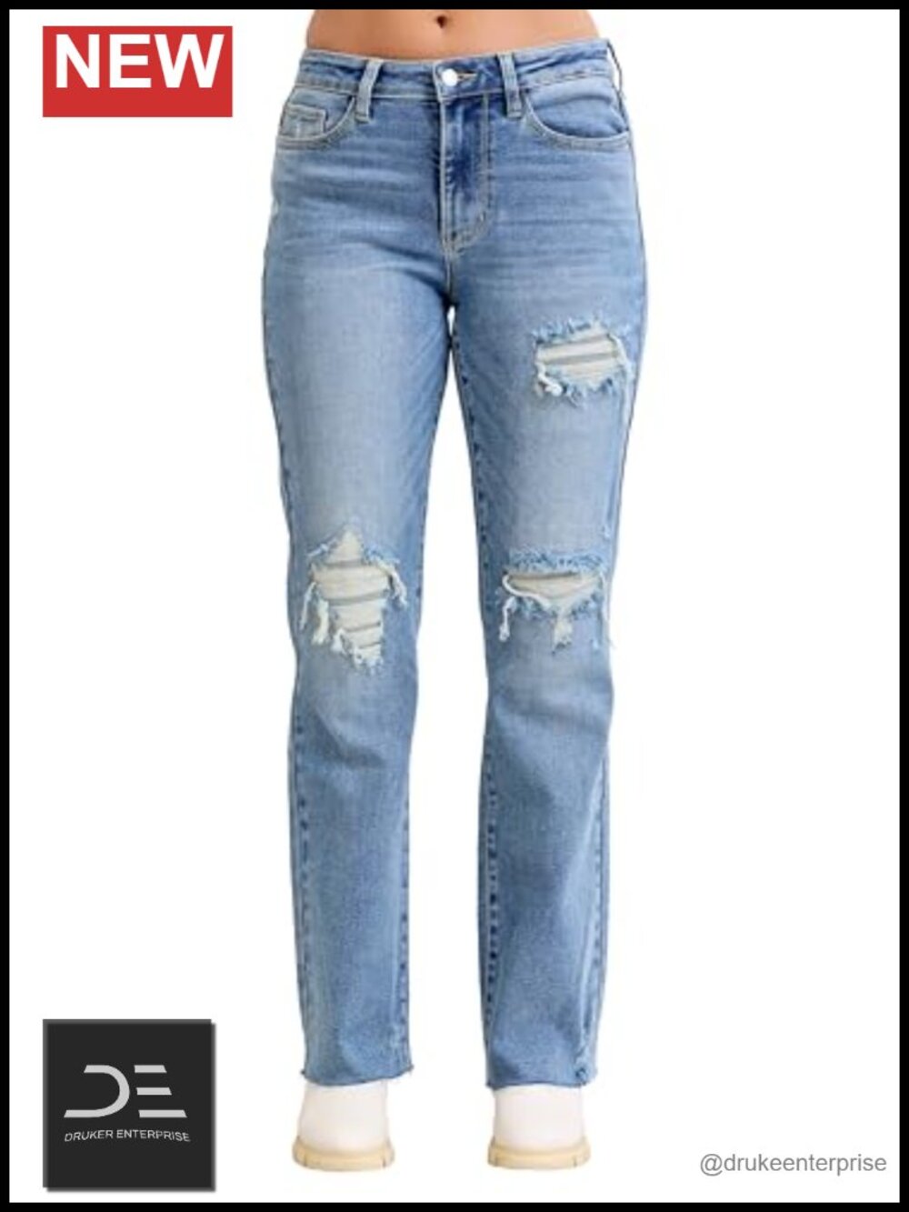 Mid Rise 90s Straight Leg Jeans Cotton Stretch Denim
